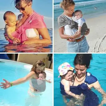CUBY Water Baby Sling Carrier Breathable Mesh Baby Wraps Carrier Adjustable Ring Sling Baby Carrier Infant Carrier for Newborn Toddler Summer Swimming Pool Beach (Light Gray)