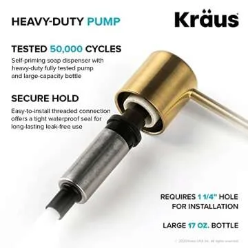 Kraus KSD-53BB Boden Kitchen Soap and Lotion Dispenser, Brushed Brass