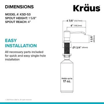 Kraus KSD-53BB Boden Kitchen Soap and Lotion Dispenser, Brushed Brass