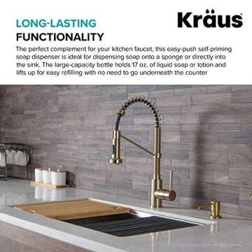 Kraus KSD-53BB Boden Kitchen Soap and Lotion Dispenser, Brushed Brass