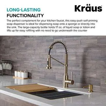 Kraus KSD-53BB Boden Kitchen Soap and Lotion Dispenser, Brushed Brass