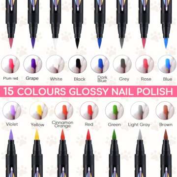 OLINGYOU 15 Colors Dog Nail Polish Pens Quick Dry, Pet Nail Polish Set for Dogs DIY Dogs Puppy Nails...