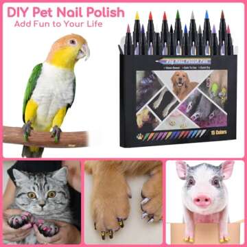 OLINGYOU 15 Colors Dog Nail Polish Pens Quick Dry, Pet Nail Polish Set for Dogs DIY Dogs Puppy Nails, Dog Safe Nail Polish Non Toxic, Odorless, Easy to Apply