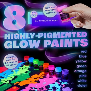 Neon Nights UV Body Paint Set Glow Under Blacklight 8 Colors