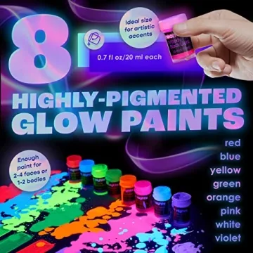 Neon Nights UV Body Paint Set Glow Under Blacklight 8 Colors