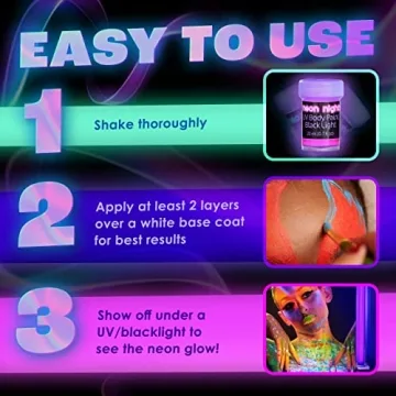 Neon Nights UV Body Paint Set Glow Under Blacklight 8 Colors