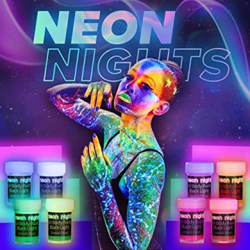 Neon Nights UV Body Paint Set Glow Under Blacklight 8 Colors
