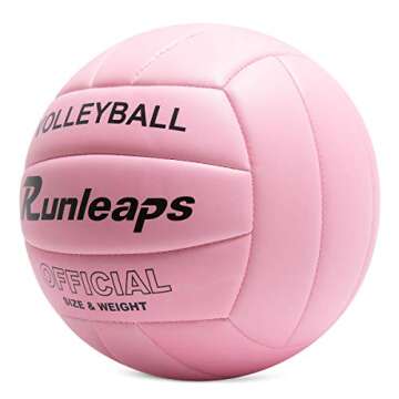 Runleaps Volleyball, Waterproof Indoor Outdoor Volleyball for Beach Game Gym Training (Official Size 5, Pink)
