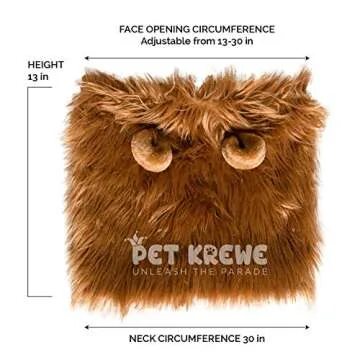 Pet Krewe Dog Lion Mane Halloween Costume – Fits Neck Size 8"-14" – Ideal for Small Dogs