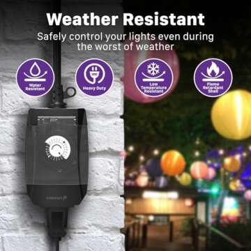 Fosmon Outdoor Light Timer Outlet - Waterproof 24 Hour Heavy Duty Timer