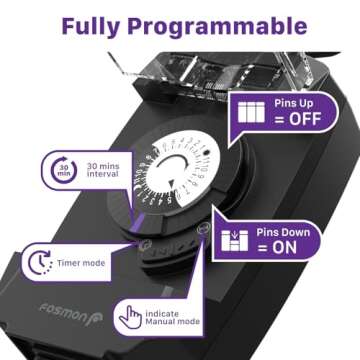 Fosmon Waterproof Outdoor Light Timer for Heavy Duty Use