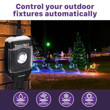Fosmon Waterproof Outdoor Light Timer for Heavy Duty Use