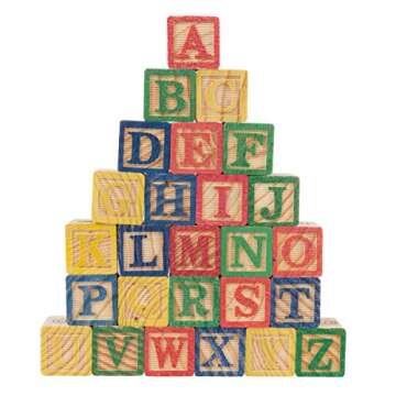Hey! Play! ABC and 123 Wooden Blocks- Alphabet Letters and Numbers Learning Block Set-Educational STEM Toy for Toddlers and Preschool Age Children