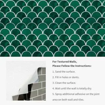 Green Peel and Stick Backsplash Fish Scale Gel Tile, Thicker Design Removable Scallop Mosaic Kitchen Backsplash 3D Adhesive Stick on Wall Tiles (10 Sheets, Emerald Green)