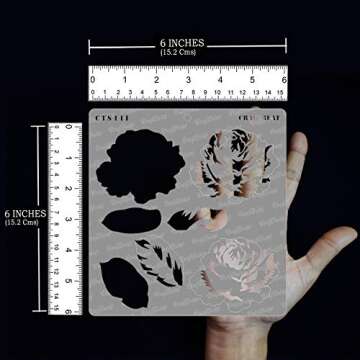 CrafTreat Reusable Layered Rose Flower Stencils for Painting on Wood, Wall, Tile, Canvas, Paper, Fabric and Floor - Layered Rose 3-6x6 Inches - DIY Art and Craft Stencils - Layered Rose Stencil