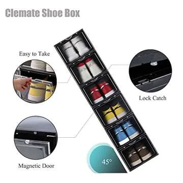 Clemate Shoe Storage Boxes - Clear Stackable Organizers