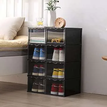 Clemate Shoe Storage Boxes - Clear Stackable Organizers