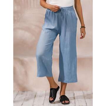 Breathable ECUPPER Women's Linen Cropped Pants - Plus Size Casual Capri