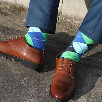 Jeasona Mens Dress Socks Crew Pack Funny Fun Crazy Cool Funky Cotton (Multicolored 12 Pairs, 12)