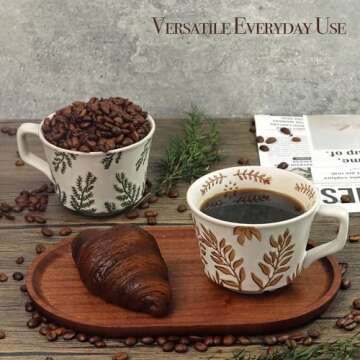 LINVIA Ceramic Coffee Mug, 12 oz Novelty Unique Teacup with Large Handle, Stoneware Cup for Tea Mocha Latte Cappuccino Espresso (1 Pack, Ivy)