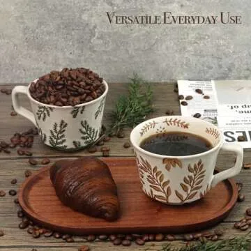 LINVIA Ceramic Coffee Mug, 12 oz Novelty Unique Teacup with Large Handle, Stoneware Cup for Tea Mocha Latte Cappuccino Espresso (1 Pack, Ivy)