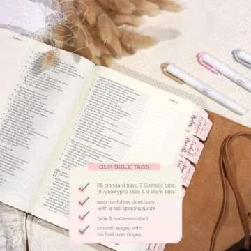 Idyllic Grace - Be The Light - Bible Tabs - Rose Gold Foil Lettering - Bible Journaling - Christian - Catholic - Apocrypha - Beautiful - 90 Tabs - Indexing Tabs - Glossy Laminated - Durable