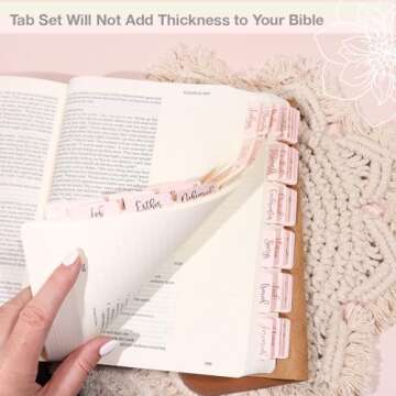 Idyllic Grace - Be The Light - Bible Tabs - Rose Gold Foil Lettering - Bible Journaling - Christian - Catholic - Apocrypha - Beautiful - 90 Tabs - Indexing Tabs - Glossy Laminated - Durable
