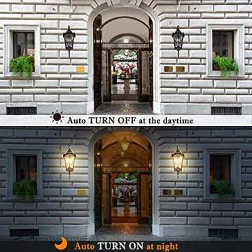 Black Roman Outdoor Light Fixture, 17.7"H Dusk to Dawn Outdoor Lighting Wall Light, Waterproof Outside Porch Light Wall Sconce, Exterior Wall Lantern Lamp with Water Glass for Garage Porch Doorway