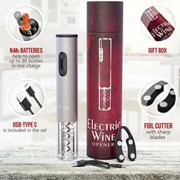 Electric Wine Opener Rechargeable Gift Set for Wine Lovers