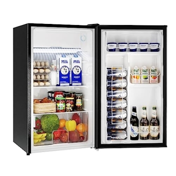 BANGSON Mini Fridge with Freezer - 3.2Cu.Ft Black