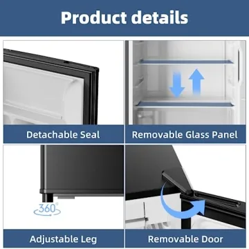 BANGSON Mini Fridge with Freezer - 3.2Cu.Ft Black