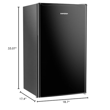 BANGSON Mini Fridge with Freezer - 3.2Cu.Ft Black