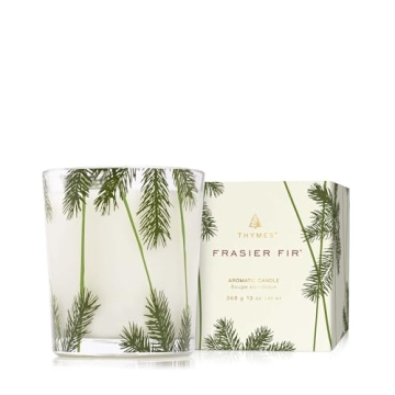 Thymes Frasier Fir Heritage Poured Candle – Pine Needle Candle Jar Design – Scented Candle with ...