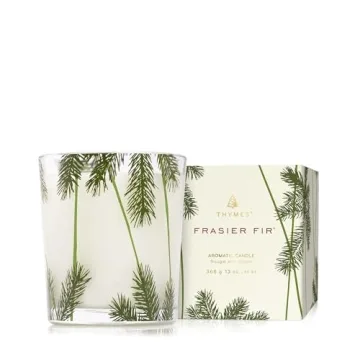 Thymes Frasier Fir Heritage Poured Candle – Pine Needle Candle Jar Design – Scented Candle with ...