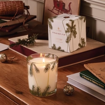 Thymes Frasier Fir Heritage Candle with Pine Needle Design