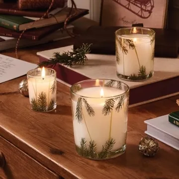Thymes Frasier Fir Heritage Candle with Pine Needle Design