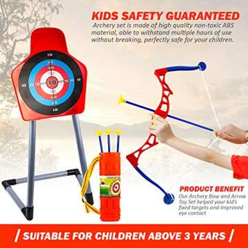 Toysery Bow and Arrow Toy Set for Kids – Archery Set with 3 Suction Cup Arrows, Quiver and Free St...