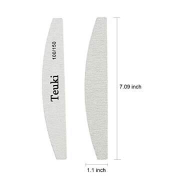 Teuki 12pcs Nail Files 100 120 Grit for Poly Nail Extension Gel and Acrylic Nails Emery Boards Doubled Sides Washable Nail File Manicure Tools