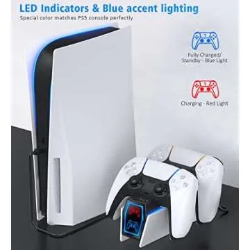 OIVO PS5 Charging Station, PS5 Controller Charger Station with 2 Pack Fast Charging Cords Replacement for PS5 Controller, PS5 Remote Control Charger, PlayStation 5 Storage