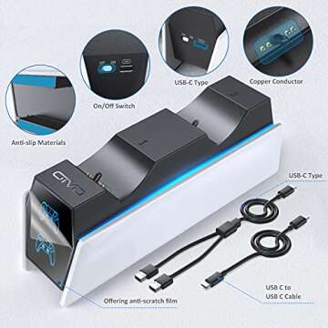 OIVO PS5 Charging Station, PS5 Controller Charger Station with 2 Pack Fast Charging Cords Replacement for PS5 Controller, PS5 Remote Control Charger, PlayStation 5 Storage