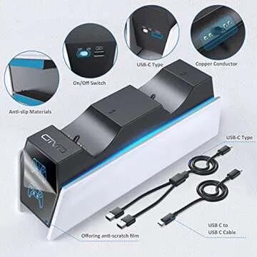 OIVO PS5 Charging Station, PS5 Controller Charger Station with 2 Pack Fast Charging Cords Replacement for PS5 Controller, PS5 Remote Control Charger, PlayStation 5 Storage