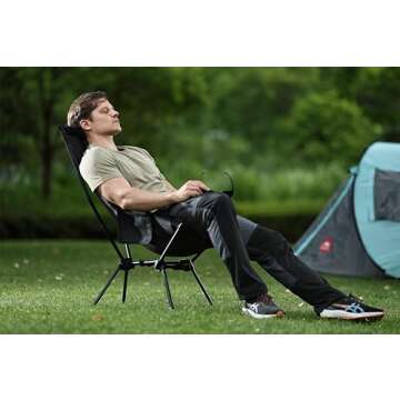 MARCHWAY Lightweight Folding High Back Camping Chair with Head Support, Stable Portable Compact for ...