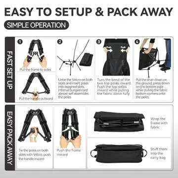 MARCHWAY Lightweight Folding High Back Camping Chair with Head Support, Stable Portable Compact for Outdoor Camp, Travel, Beach, Picnic, Festival, Hiking, Backpacking (Black)