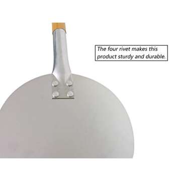 Komista Turning Pizza Peel with 35" Long Beech Handle, Round Aluminum 8 inch Pizza Paddle for Gas and Electric Pizza Ovens
