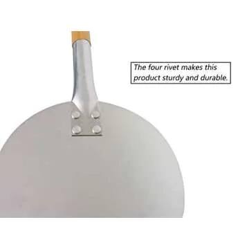 Komista Turning Pizza Peel with 35" Long Beech Handle, Round Aluminum 8 inch Pizza Paddle for Gas and Electric Pizza Ovens