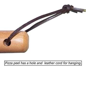 Komista Turning Pizza Peel with 35" Long Beech Handle, Round Aluminum 8 inch Pizza Paddle for Gas and Electric Pizza Ovens