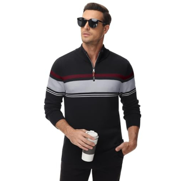 Stylish MAGCOMSEN Big and Tall 1/4 Zip Polo Sweater for Men