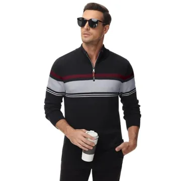 Stylish MAGCOMSEN Big and Tall 1/4 Zip Polo Sweater for Men