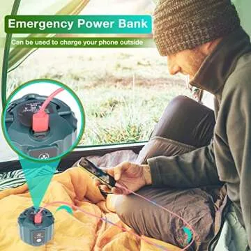 DUKUSEEK Tent Ceiling Fans, Portable Tent Fans with Light and Remote Control, Power Bank, USB Battery Operated Camping Fan with Hanging Hook for Canopy Tent, RV