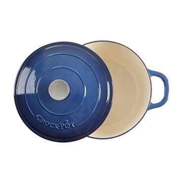 Crock-Pot Artisan Round Enameled Cast Iron Dutch Oven, 7-Quart, Sapphire Blue